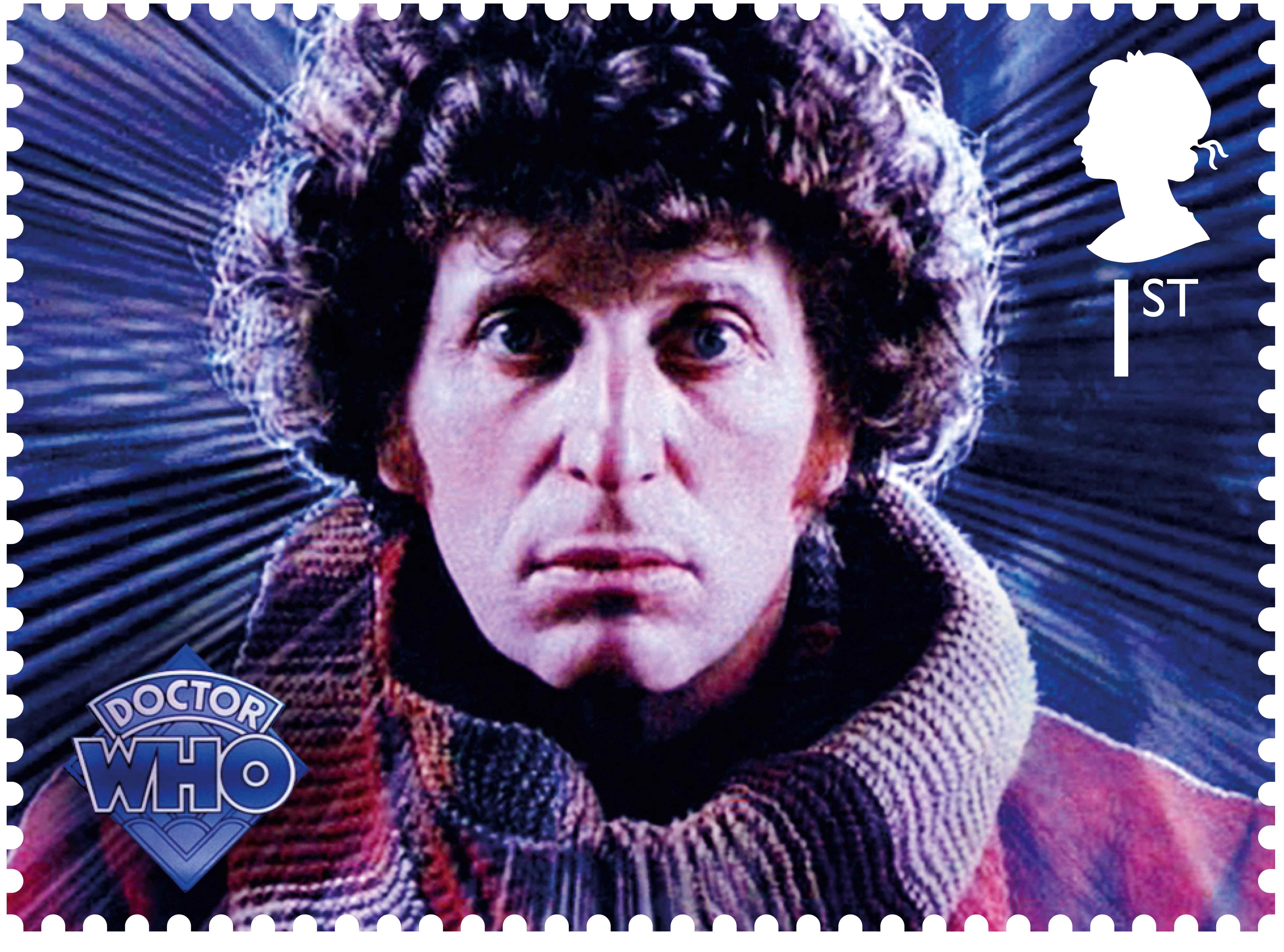 dr who tom baker 1st stamp - About Time - new Royal Mail stamps mark Dr Who's 50th anniversary