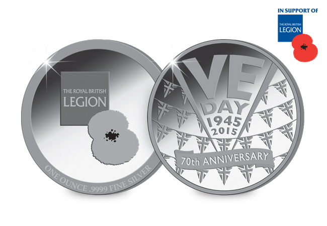 The VE Day Silver Medal issued in support of The Royal British Legion