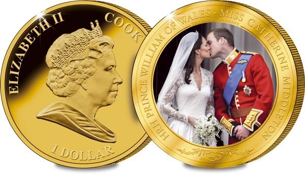 Cook Islands 2011 €1 Royal Wedding Photographic Coin