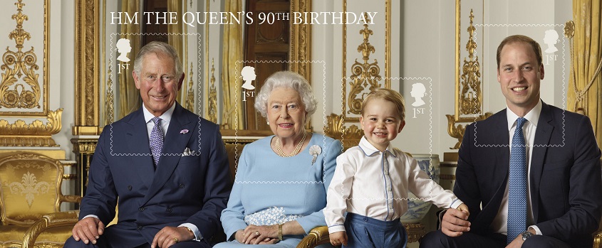 Issued for the Queen's 90th Birthday - the new UK Royal Mail stamps feature Prince George for the very first time