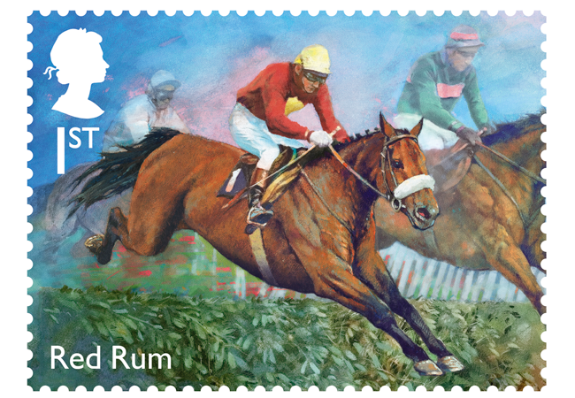 horse racing stamp red rum