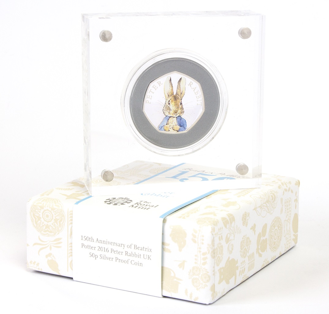 st 2016 peter rabbit silver proof 50p coin in box close up - Britain's most popular EVER 50p - and how you can WIN one...